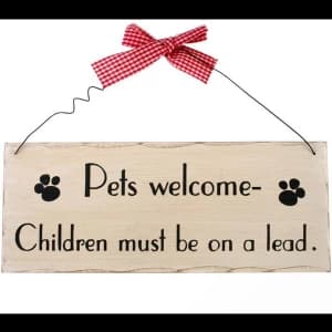 Pets Welcome Hanging Sign