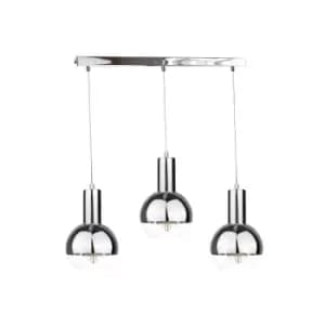 Ice Bar Pendant Ceiling Light Silver, 60cm, 3x E27
