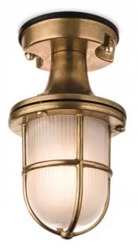 1 Light Outdoor Flush Light Brass with Frosted Glass IP54, E27