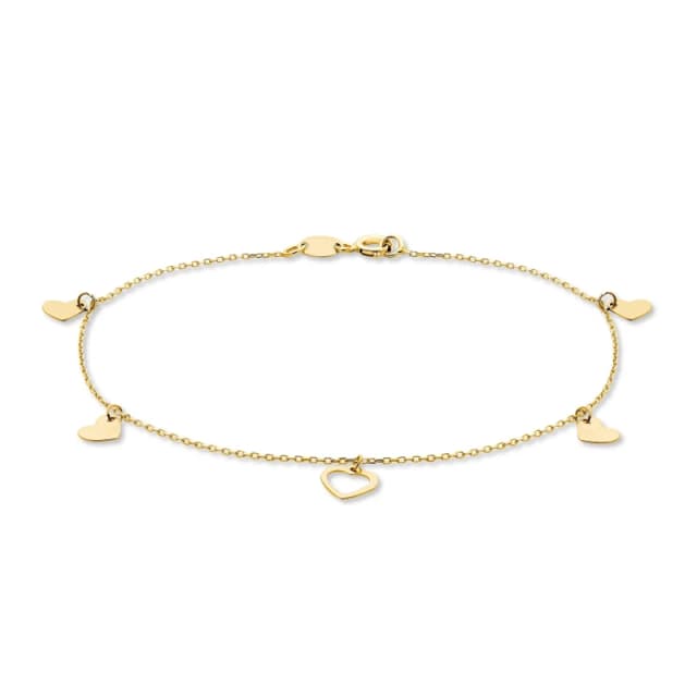 Be You 9ct Gold Dangly Hearts Bracelet Yellow Gold female 7.5inch