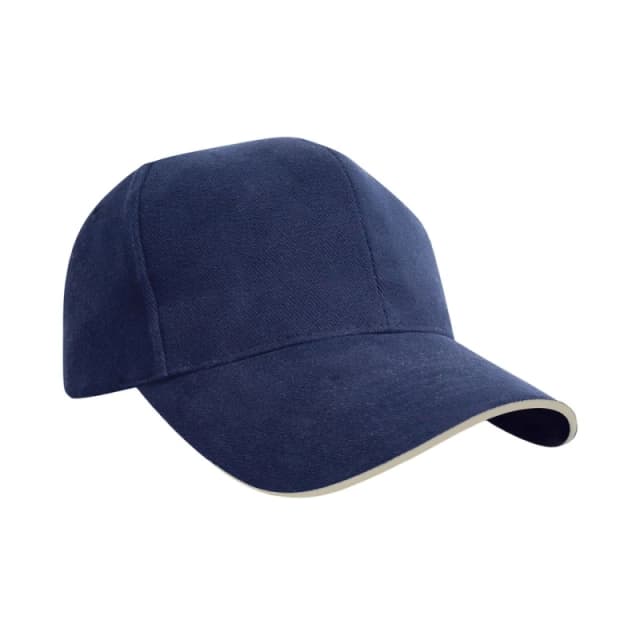 Result Result Men Pro Style Heavy Cotton Sandwich Peak Baseball Cap in Navy Navy One Size Male 5063527387424