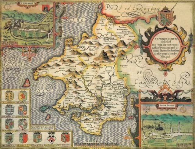 John Speed Historial Map Pembrokeshire Historical Map 1000 Piece Jigsaw Puzzle (1610)