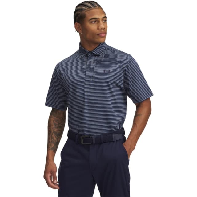 Under Armour Mens Stripe Short-Sleeve Performance Polo Shirt - Blue Male S
