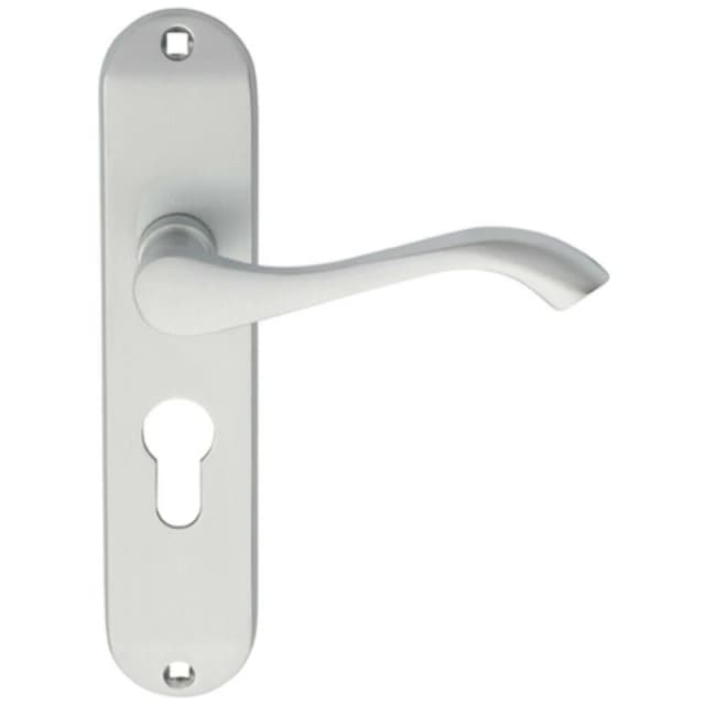 Loops PAIR Curved Handle on Chamfered Euro Lock Backplate 180 x 40mm Satin Chrome Multi