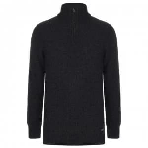 SoulCal quarter Zip Knit Jumper Mens - Grey Marl