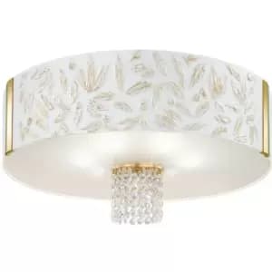 14kolarz - Elegant ceiling light EMOZIONE 24 Carat Gold 6 bulbs white lampshade liberta