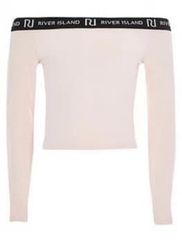 River Island Bardot Long Sleeve Top Pink Size 11-12 Years Girls