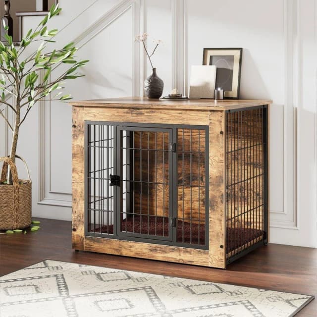 KIDKID PET Farmhouse Style Dog Crate Brown unisex One size