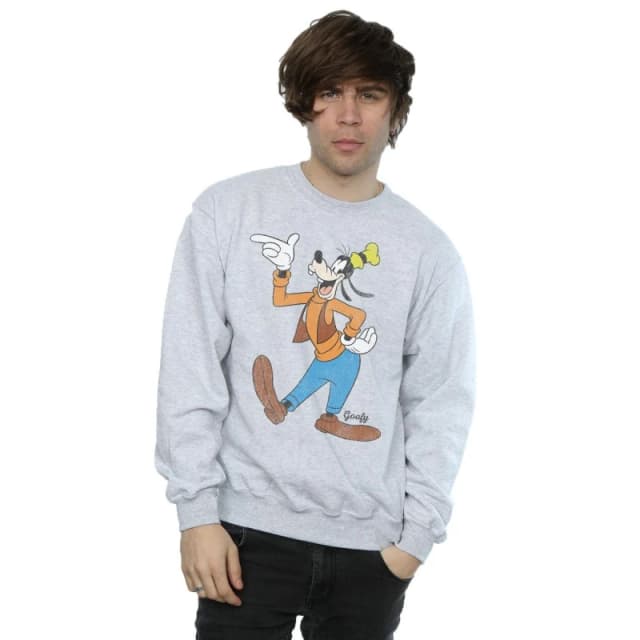 Disney Men Classic Goofy Sweatshirt in Grey Size: Small Grey S Male 5063300603390