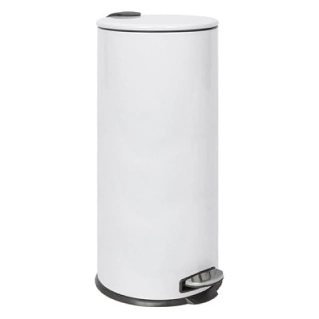 Harbour Housewares 30L Stainless Steel Kitchen Pedal Bin With Lid White Foot Pedal Removable Inner Bucket Slim Tall 31X36X63Cm