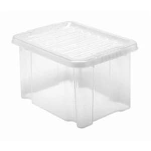 5 Star Office Storage Box Plastic with Lid Stackable 24 Litre Clear
