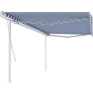 Vidaxl - Manual Retractable Awning with Posts 5x3.5 m Blue and White Blue