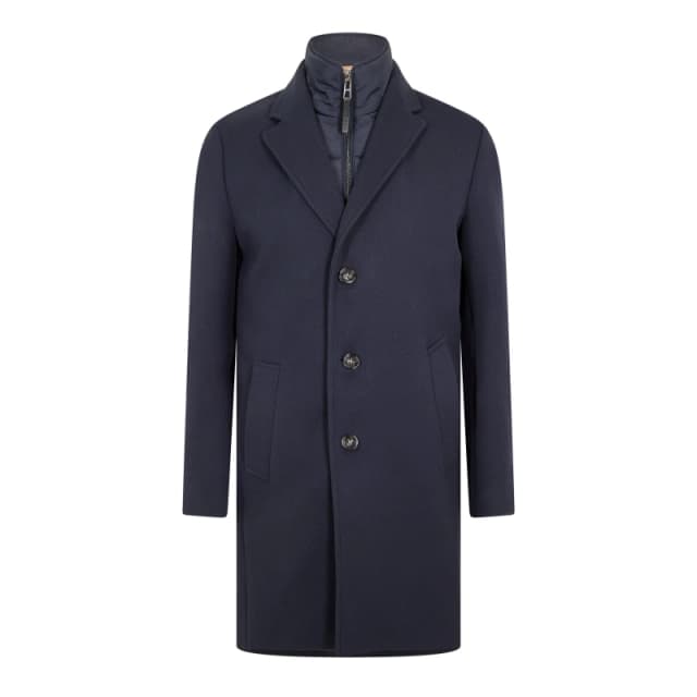 Boss Mens H Hyde Bib Overcoat Dark Blue male M