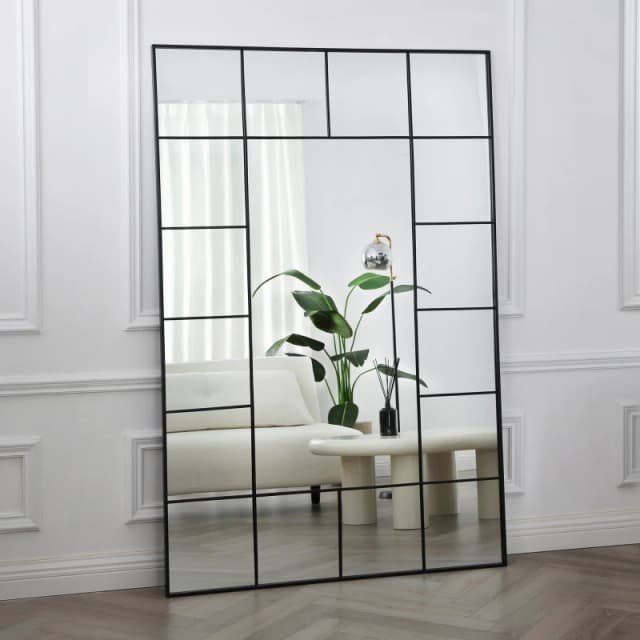 Home Garden Direct Aion - Window Mirror in Full Length - Black Frame - 179x119 Black Unisex