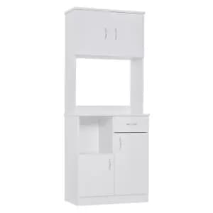 Homcom Freestanding Kitchen Cupboard Storage White Metal Handles