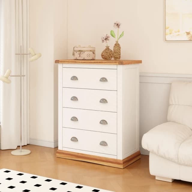 Cabinet Bits Tropea 4 Drawer Chest of Drawers Chrome Cup Handle in Off-White Off-White Unisex