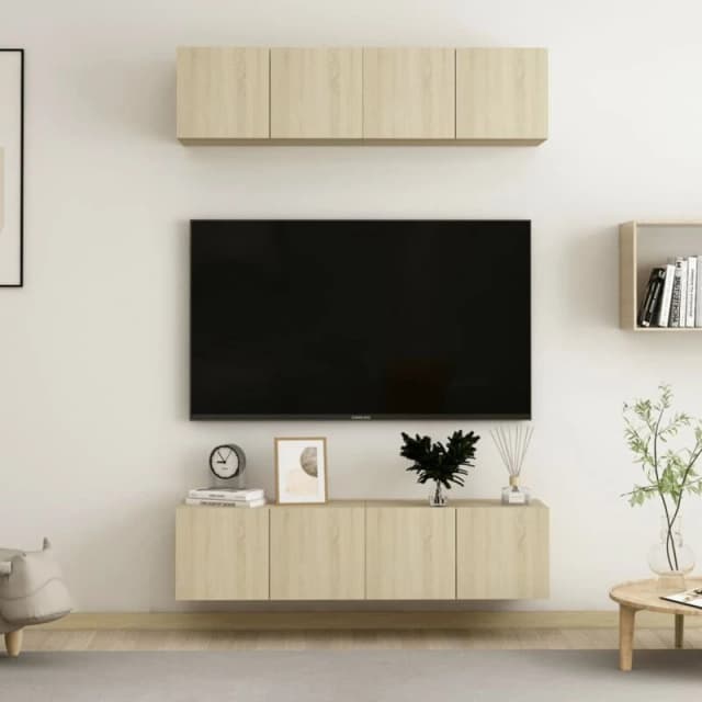 Vidaxl TV Cabinets 4 Pcs Sonoma Oak 60X30X30 Cm Engineered Wood, Brown 3078954