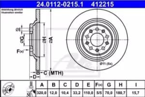 ATE Brake disc Solid 24.0112-0215.1 Brake rotor,Brake discs JEEP,CHEROKEE (KL)