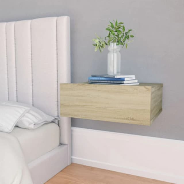 vidaXL 2x Floating Nightstand Sonoma Oak Engineered Wood Wall-mounted Shelf