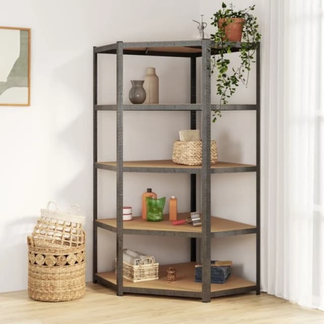 VIDAXL Vidaxl - 5-Layer Heavy-duty Corner Shelf Grey Steel&Engineered Wood 8720287138457