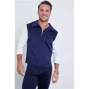 I Saw It First Colourblock Scuba Half Zip Long Sleeve Polo - Blue