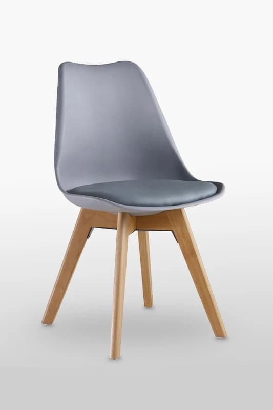 Life Interiors Life Interiors Single Scandinavian Dining Chair with Leather Cushions Solid Wood Legs in Grey Grey One Size Unisex 5060385911266