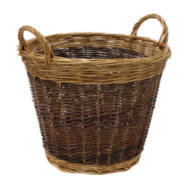 JVL Classic Medium Log Basket - Two Tone Brown