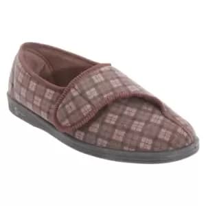 Comfylux Mens Paul Check Slippers (10 UK) (Dark Brown)