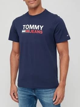 Tommy Jeans Corp Logo T-Shirt - Navy Size M Men