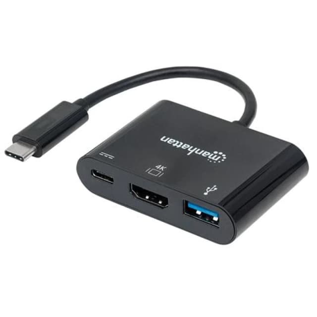 Manhattan Manhattan USB-C Dock/Hub Ports (x3): HDMI USB-A and USB-C 5 Gbps (USB 3.2 Gen1 aka USB 3.0) With Power Delivery (60W) to USB-C Port (Note ad
