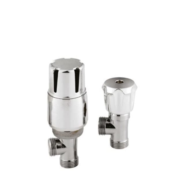 Balterley Angled Thermostatic Radiator Valves Sold in Pairs Chrome Silver unisex