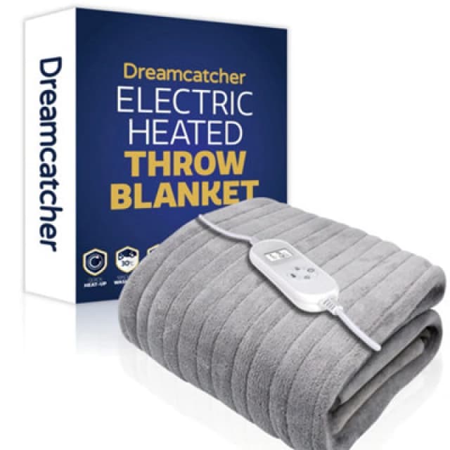 Dreamcatcher Dreamcacther Deluxe Silver Electric Throw Heated Double Over Blanket Soft Fleece 9 Heat & 12 Timer Settings