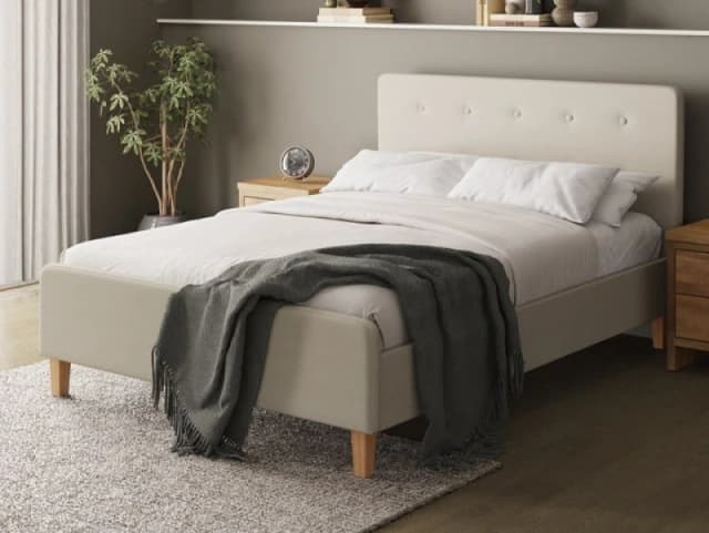 GFW Ashbourne Natural Fabric Bed Frame - 4ft6 Double
