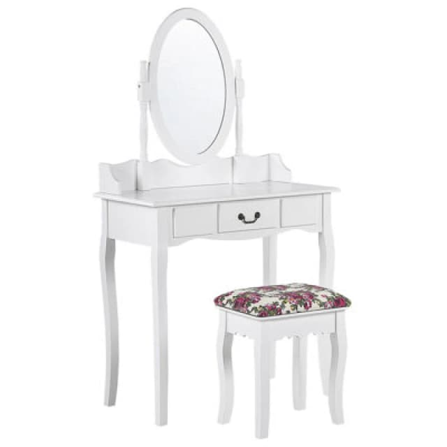 Beliani Dressing Table With Mirror And Stool Soleil White