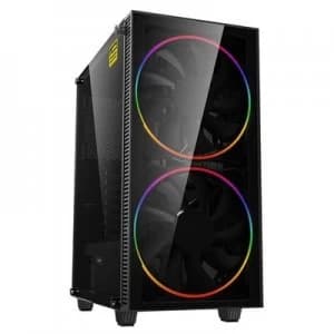 GameMax Black Hole Mid Tower 1 x USB 3.0 / 1 x USB 2.0 Tempered Glass Side Window Panel Black Case with Addressable RGB LED Fans