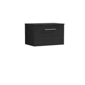 Nuie Arno 600mm Wall Hung 1 Drawer Vanity & Worktop Charcoal Black