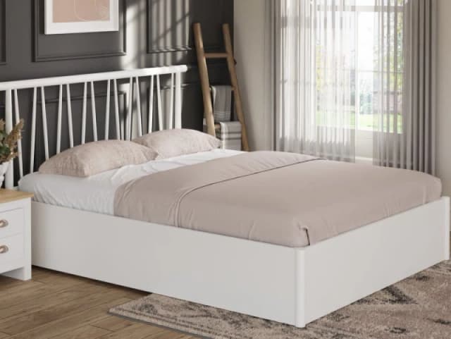 GFW Fusum White Spindle Ottoman Bed Frame - 4ft6 Double