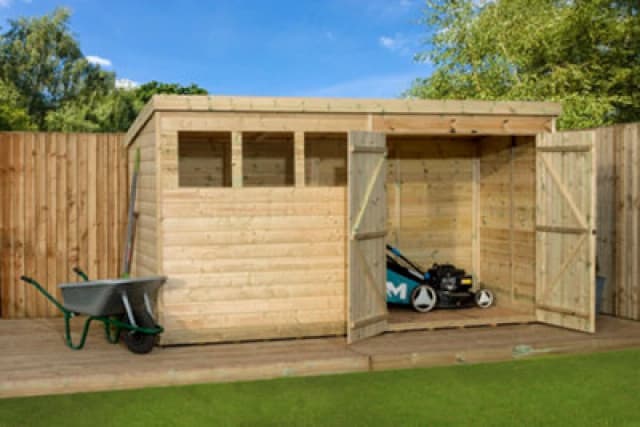 Empire Sheds Empire 4500 Pent 12X3 Double Door Right Windows