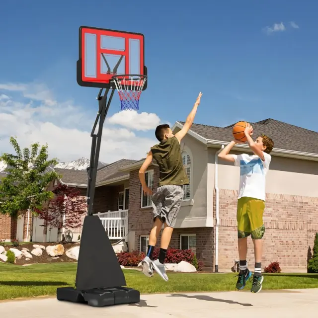 SPORTNOW 2.45-3.05m Portable Basketball Hoop and Stand with Wheels - Red - Red TJ Hughes 5063603598843