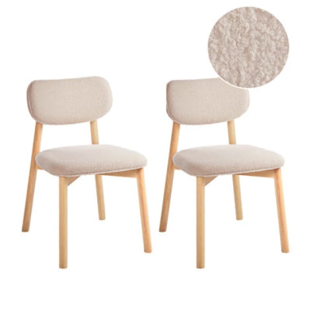 Beliani Set Of 2 Dining Chairs Mills Boucle Light Brown/ Beige