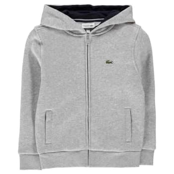 Lacoste Junior Boys Basic Zip Hoodie - Grey