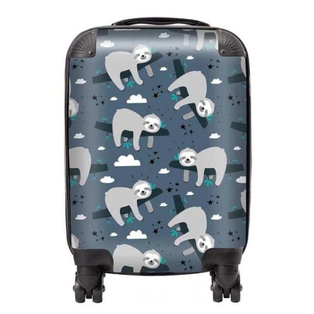 Warren Reed - Designer Sleeping Sloth Pattern Suitcase in Grey Size: Large Grey Unisex Large