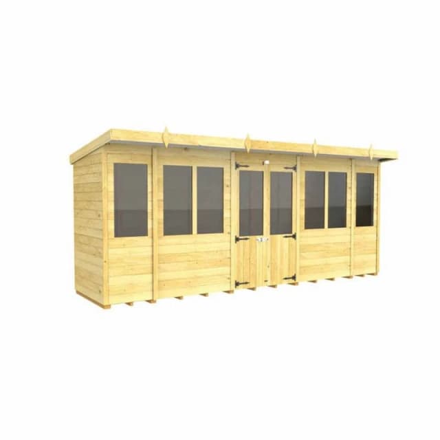Buttercup Farm 16ft x 4ft Pent Summer House - Wood - L118 x W474 x H201cm in Brown Brown Unisex