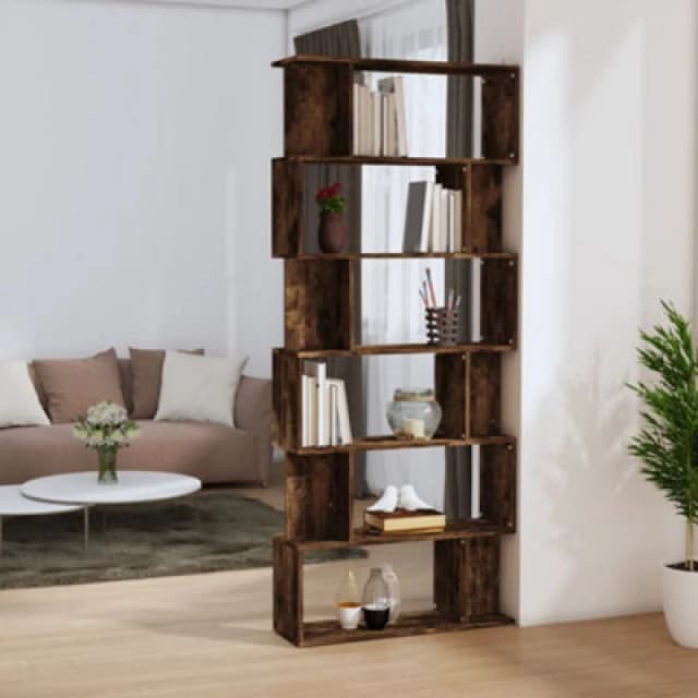 Vidaxl Book Cabinet/room Divider Smoked Oak 80X24X192cm Engineered Wood Book Cabinets