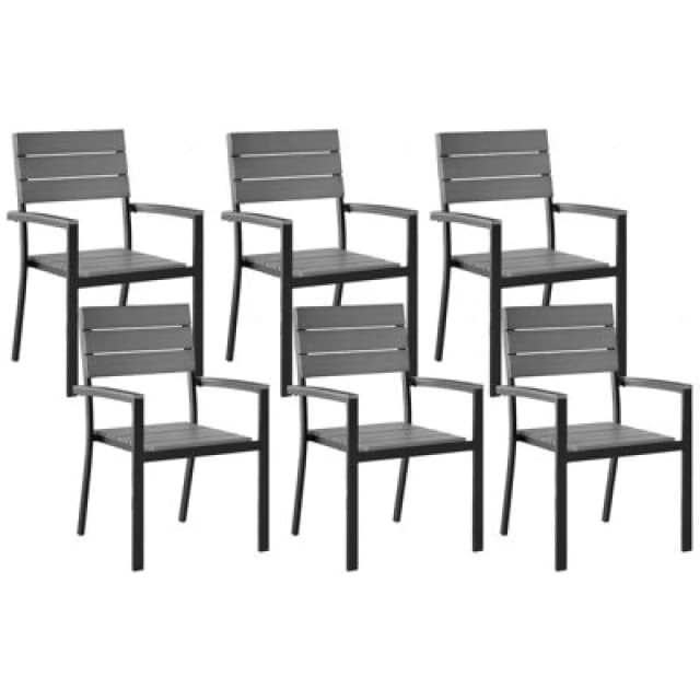 Beliani Set Of 6 Garden Chairs Como Grey