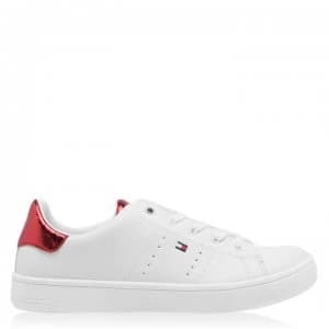 Tommy Hilfiger Flag Lace Trainers - White/Red X010