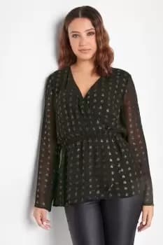 Tall Glitter Polka Dot Wrap Top