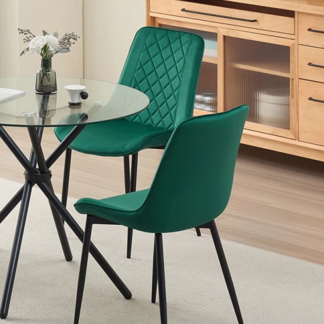 Outdoor Living Amelia Velvet Comfort Dining Chairs - Green - Set of 2 Green Unisex