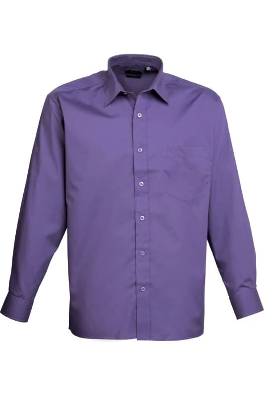 Premier Premier Men Poplin Long-Sleeved Formal Shirt in Purple Purple One Size Male 5055805354082