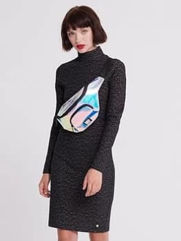 Superdry High Neck Bodycon Dress - Black , Brown, Size 14, Women